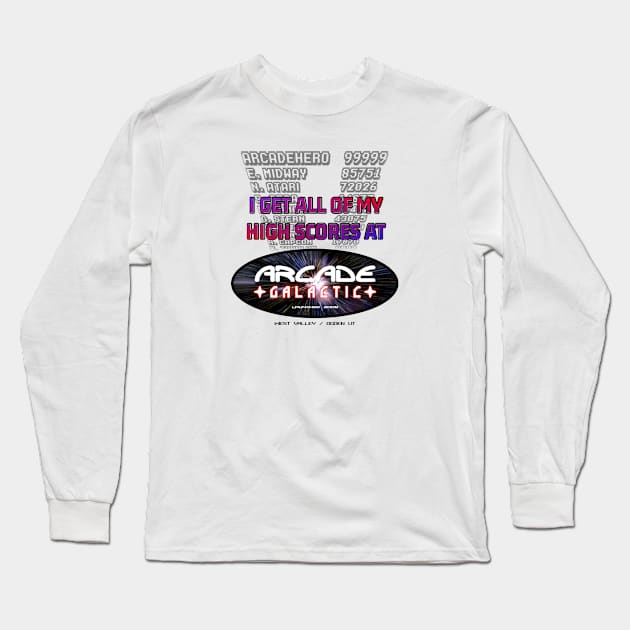 High Scores at Arcade Galactic Long Sleeve T-Shirt by arcadeheroes